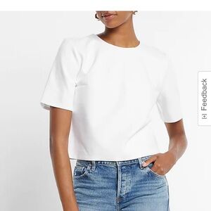 Express NWT XL White Ponte Boxy Tee